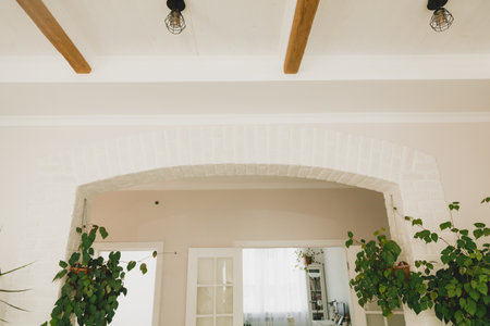 arch in the living room. arched entrance.の写真素材