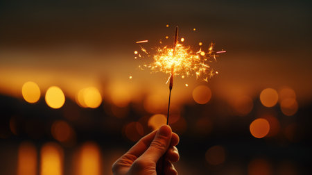 sparkler in hand. New Year. Christmas. holiday.の素材
