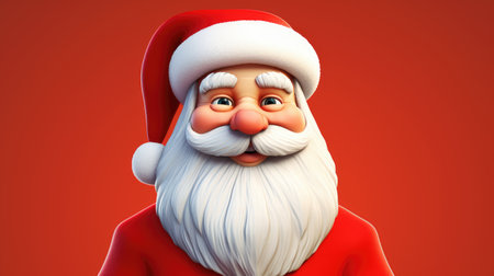 Santa Claus showing thumbs up, 3D rendering. Santa Claus figurine on a studio background.の素材