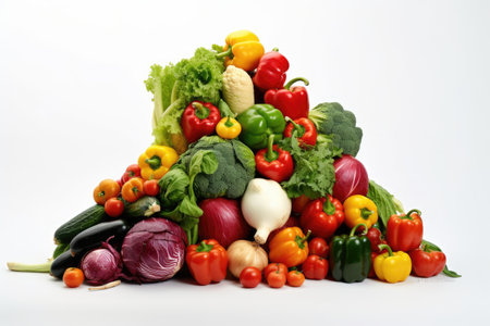 fresh vegetables isolated on white background close up. horizontal photo.の素材