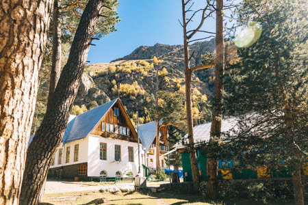 Alpine camp Ullu-Tau. Tourist houses in Adyr-su. Elbrus region. Kabardino-Balkaria. Soviet alpine...