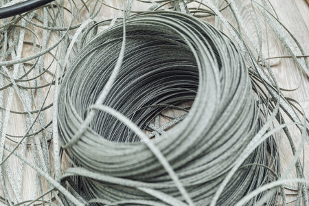 a bundle of gray artificial rattan
