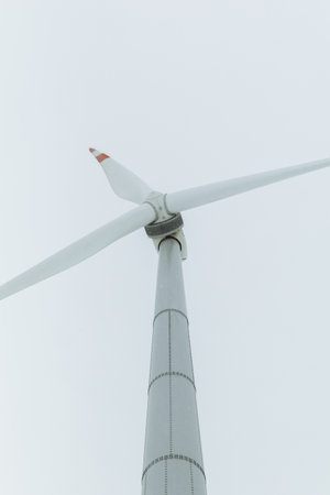 turbines in the meadow. wind turbines in Nevinnomyssk in winter weather.の写真素材