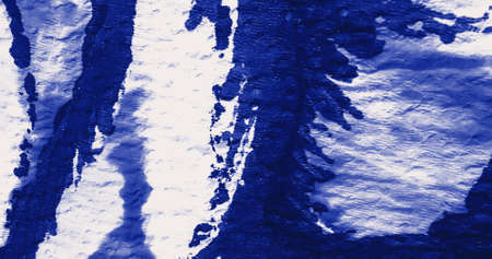 Navy Poster Crease Dirty. Blue Indigo Smear Paint. Deep Blue Bleach Dye Effect. Retro Artistic...