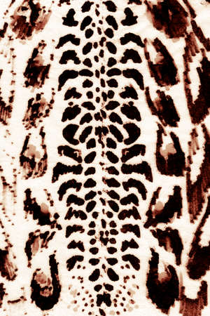 Leopardo Pattern. Jungle Print. Bohemian Scarf Illustration. Brown Cocoa Animal Fur Ornament....