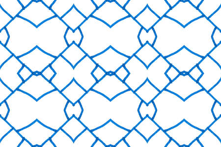 Bohemian Pottery Rapport. Turkish Geometric Pattern. Blue and White Kitchen Majolic Decor. Hispanic Tapestry Block Print. Portuguese Porcelain. Rustic Geo Mixes.の写真素材