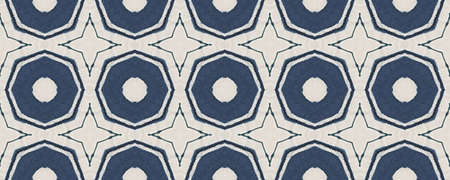 Tie Dye Texture Repeat. Ethnic Print. Flowers Bohemian Ornament. Blue and white Boho Borders....