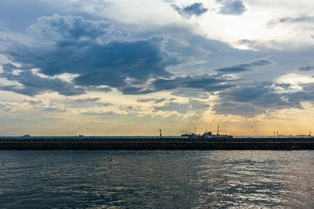 Amazing view of a sea on a sunset, Bosporus strait, Turkey.の写真素材