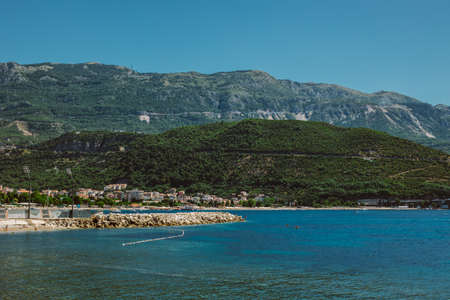 Amazing view of the Adriatic sea and Budva town, Montenegro. Travel destination in Montenegro.の写真素材