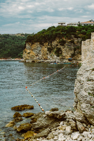 Amazing view of the Adriatic sea near Budva. Beautiful cloudy sky. Travel destination in Montenegro.の写真素材