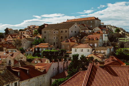 Amazing view of Dubrovnik old town. beautiful cloudy sky. Travel destination in Croatia.の写真素材