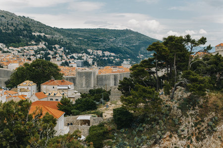 Amazing view of Dubrovnik old town from the hill. Travel destination in Croatia.の写真素材