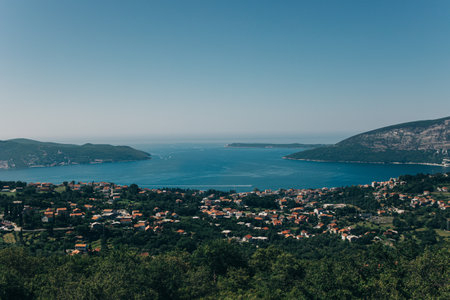 Amazing view of Herceg Novi city and the sea in a sunny day. Travel destination in Montenegro.の写真素材