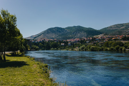 Amazing view of Trebinje city and the river in a sunny day. Travel destination in Bosnia and Herzegovina.の写真素材