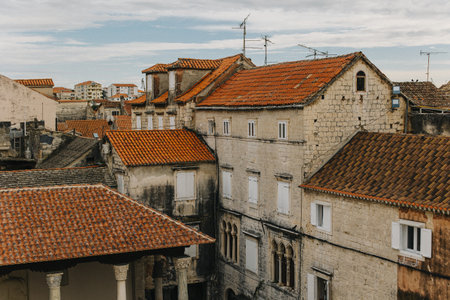 Amazing view of the roofs in Trogir old town. Travel destination in Croatia.の写真素材