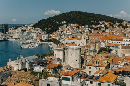 Amazing view of Split city and Adriatic sea in a sunny day. Travel destination in Croatia.の写真素材