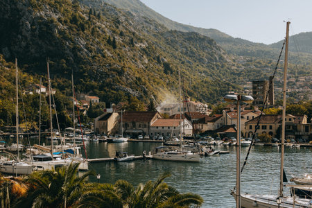 Amazing view of Kotor old city and the sea in a sunny day. Travel destination in Montenegro.の写真素材
