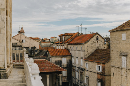 Amazing view of buildings and roofs in Trogir old town. Travel destination in Croatia.の写真素材