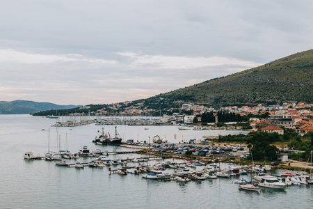 Amazing view of marina and Trogir town, Croatia. Travel destination in Croatia.の写真素材