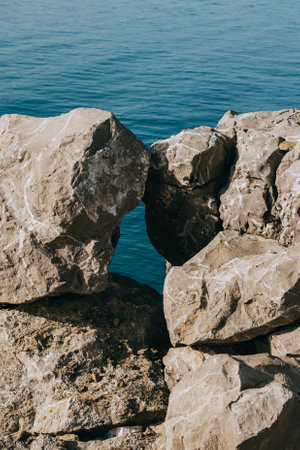 Amazing view of the Adriatic sea and rocks near Budva, Montenegro. Travel destination in Montenegro.