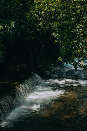 Amazing waterfall in a natural park Krka, Croatia. Travel destination in Croatia.の写真素材