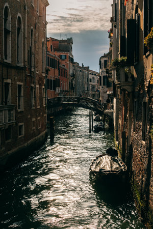 Amazing cityscape view of Venice old town and channel. Travel destination in Italy.の写真素材