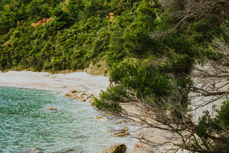 Amazing view of the Adriatic sea and Jaz beach near Budva. Travel destination in Montenegro.の写真素材