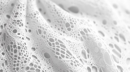 Close up of white tender lace. Lace texture, white monochrome. Abstract backgrond.の素材