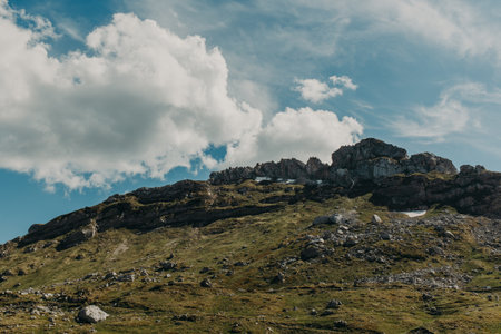 Amazing view of beautiful mountains in Durmitor National Park, Montenegro on a summer day. Travel destination in Montenegro.の写真素材
