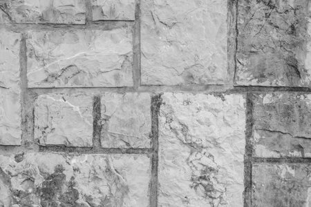 Gray Stone wall. Texture or Background in monochrome. Black and White background. Close-up.の写真素材