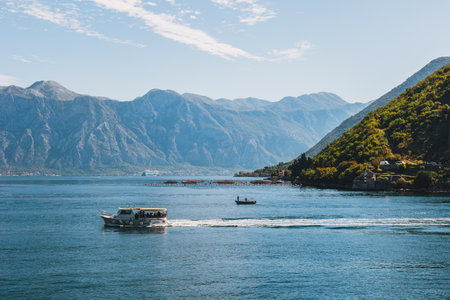 Amazing view of Boko-Kotor Bay, Adriatic sea and mountains, Montenegro. Travel destination in Montenegro.の写真素材