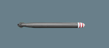 Combat torpedo from a submarine on an isolated background.