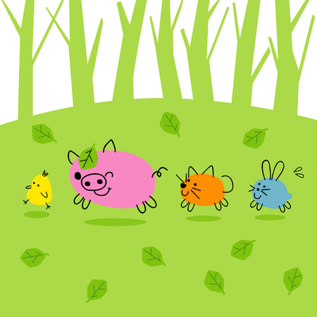 cute animal friendsのイラスト素材