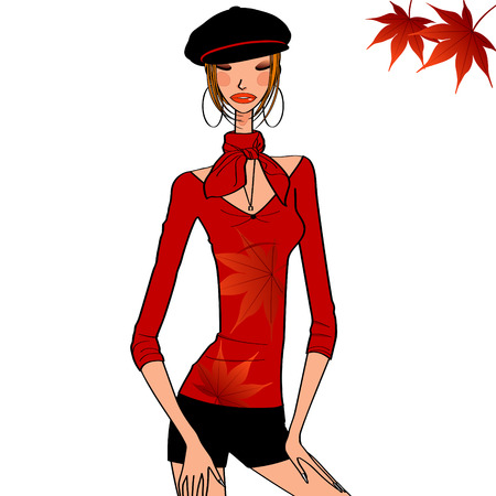 fall fashion styleのイラスト素材