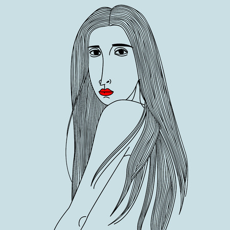 long hair womenのイラスト素材