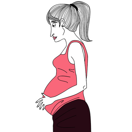 portrait of pregnant woman, antenatal womenのイラスト素材