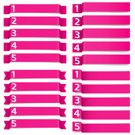number five pink banner, web source stickerのイラスト素材