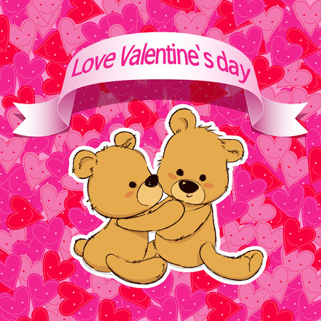 cute bear for happy Valentines day, valentine loverのイラスト素材