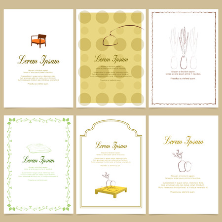 stylish interior, square cards illustration templates. design for event cardsのイラスト素材