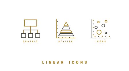Set Icons diagram in linear style. Infographics icon chart vector graphicsのイラスト素材