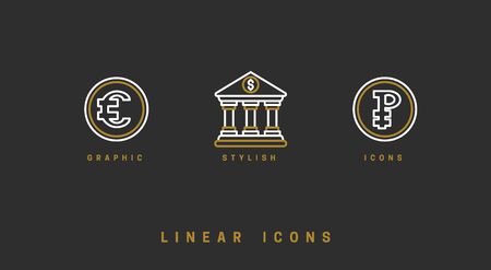 Business Finance Icons. Line icon - Vector illustrationのイラスト素材
