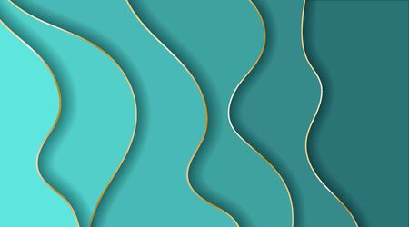 Blue background with wavy lines. Abstract Geometric 3D shapeのイラスト素材