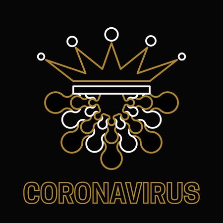 New Coronavirus 2019-nKoV. On black background viral cell. Vector illustrationのイラスト素材