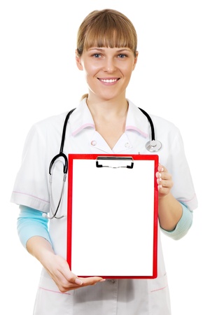doctor showing clipboard with copy space for text or designの写真素材