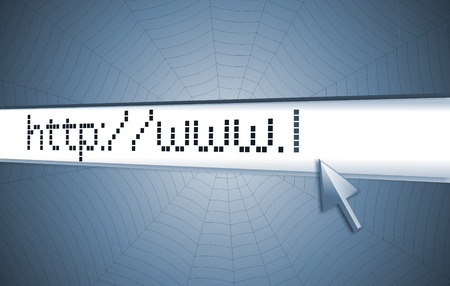 cursor pointing at http www text in browser address bar, arrow pointer, soft macro web link page closeupの写真素材