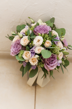 Wedding concept. Bright colorful bridal bouquetの写真素材