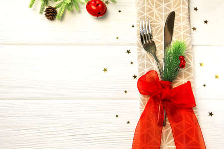 New Year eve 2021, Christmas food, breakfast lunch, holiday dinner table place setting, festive backgroundの写真素材