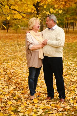 Active seniors on a walk in forestの写真素材