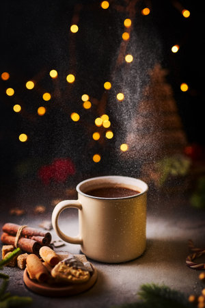 Mug of hot chocolate. Xmas moody.の写真素材