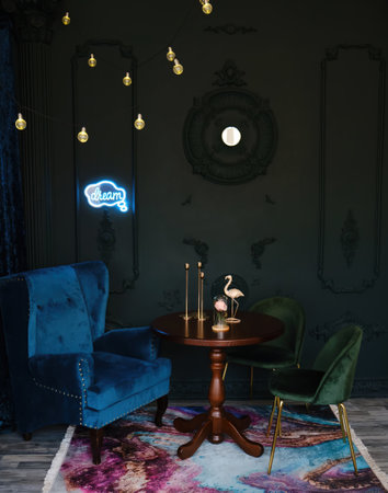 Dark green Interior concept in modern style